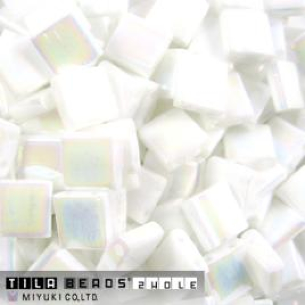 Miyuki Tila Bead 5mm Pearl White Opak 50g