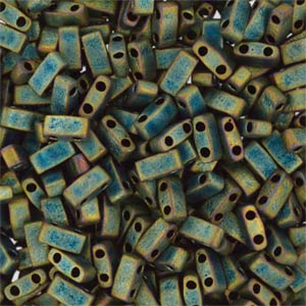 Miyuki Half Tila 5mm Matt Met Green Iris 5g
